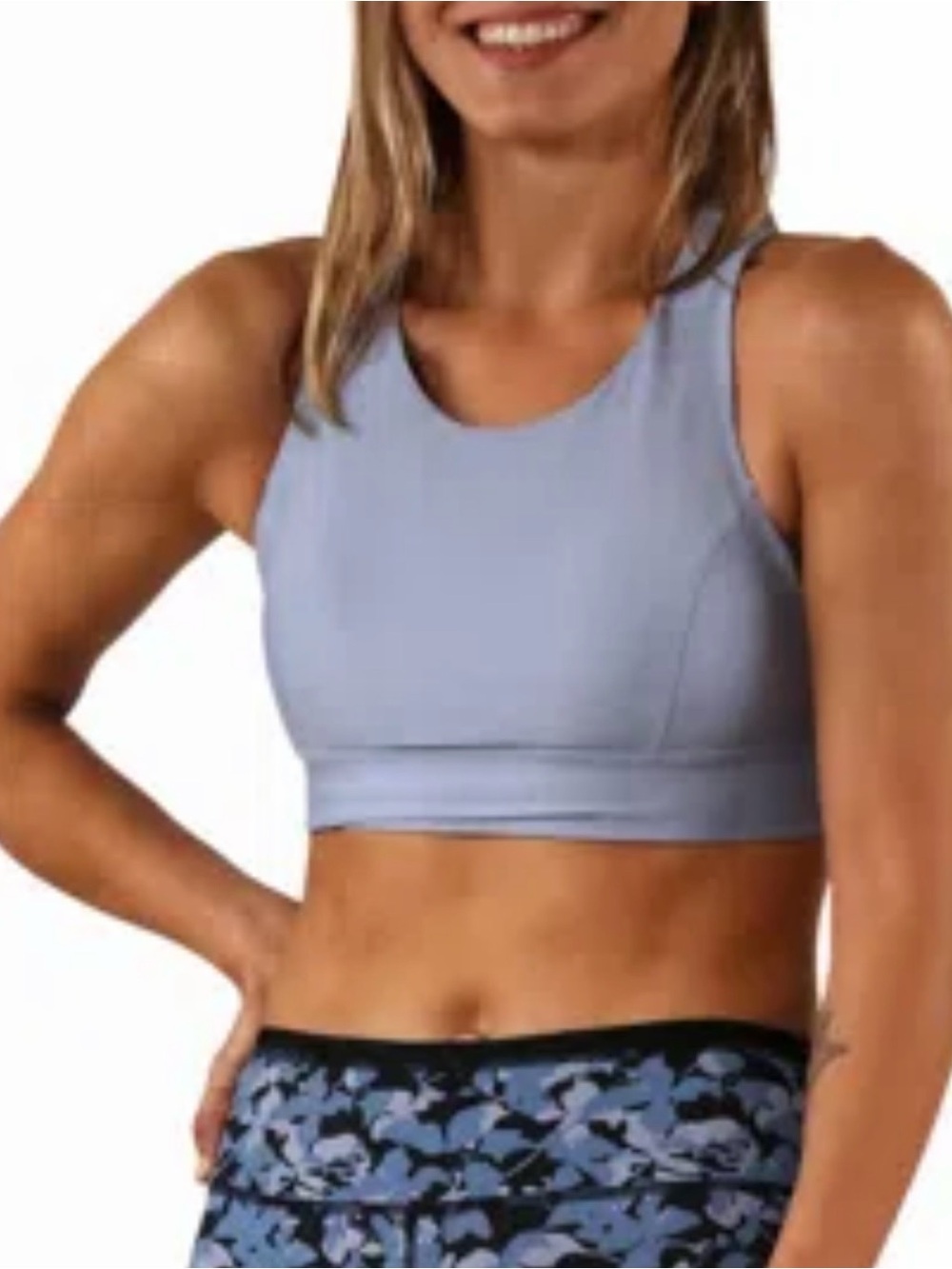 High-Neck Light Blue Performance Sports Bra